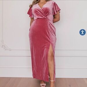 Elegant Pink Velvet JessaKae Maxi Dress